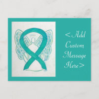 Teal Green Awareness Ribbon Angel Postcard