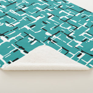 Teal Green Black White Sherpa Blanket