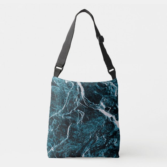 Teal Green Blue Black Abstract Pattern Crossbody Bag (Front)