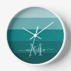Teal Green Blue Colour block Monogram Style Name