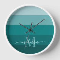 Teal Green Blue Colour block Monogram Style Name