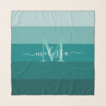 Teal Green Blue Colour block Monogram Style Name  Scarf<br><div class="desc">Elevate your style effortlessly with our chiffon scarves, a perfect blend of elegance and comfort. Crafted from lightweight chiffon fabric, these scarves are a versatile accessory for any occasion. Whether you prefer floral prints, solid colours, or delicate patterns, our chiffon scarves add a touch of sophistication to your outfits. These...</div>