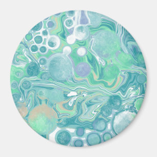 Teal Green Blue Marble Fluid Art  Magnet