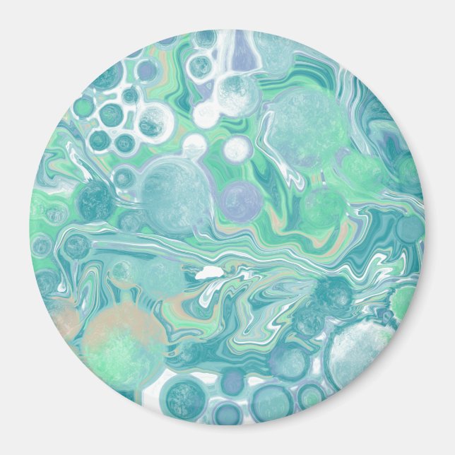 Teal Green Blue Marble Fluid Art  Magnet (Front)