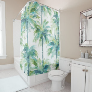 Teal Green Blue Palm Trees