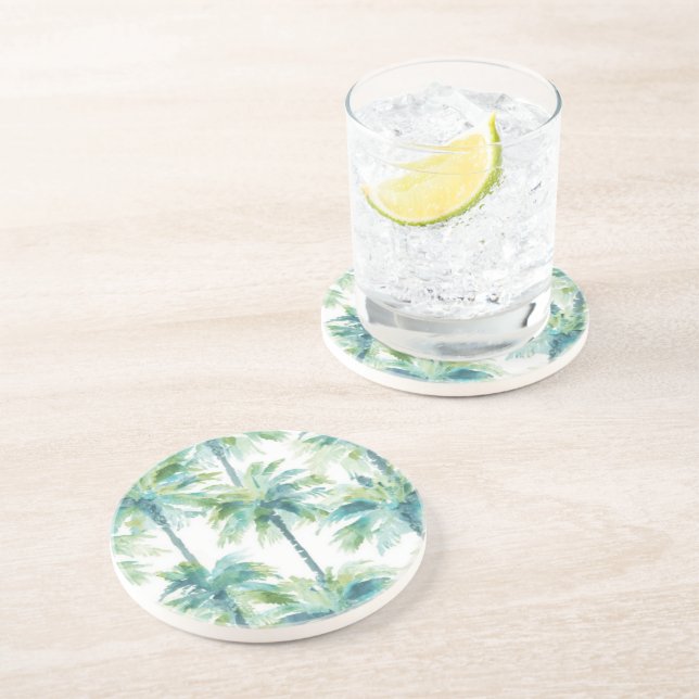 Teal Green Blue Palm Trees Coaster (Side)