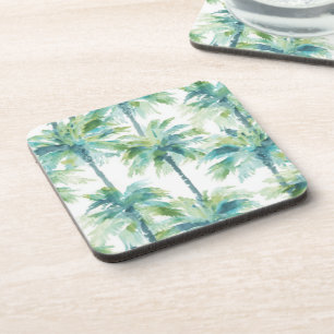 Teal Green Blue Palm Trees Coaster