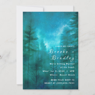 Teal Green & Blue Sky Forest Wedding Invitation