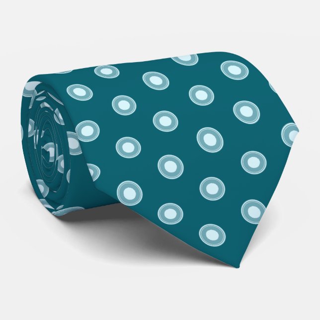 Teal Green Blue White Dot Pattern  Tie (Rolled)