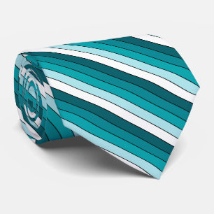 Teal Green Blue White Stripes Tie