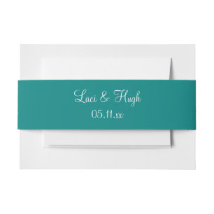 Teal Green Bold Colour Matched Invitation Belly Band