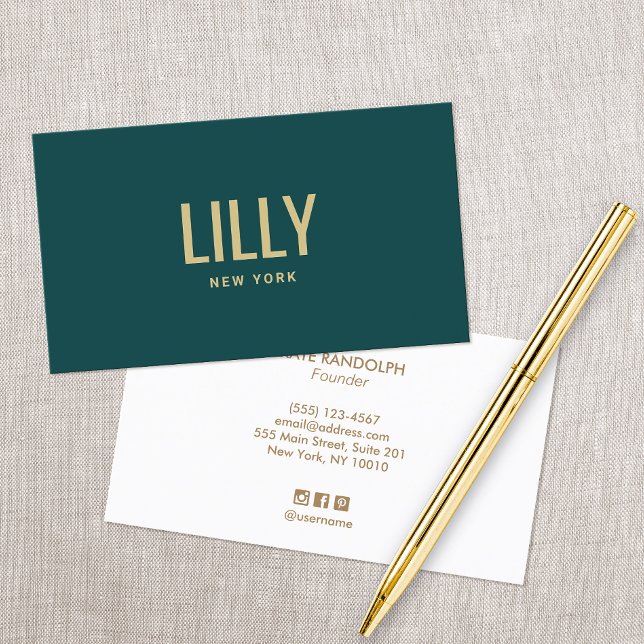 Teal Green Bold Modern Typography Business Card (Creator Uploaded)