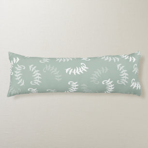 Teal Green Botanical Leaves Body Pillow