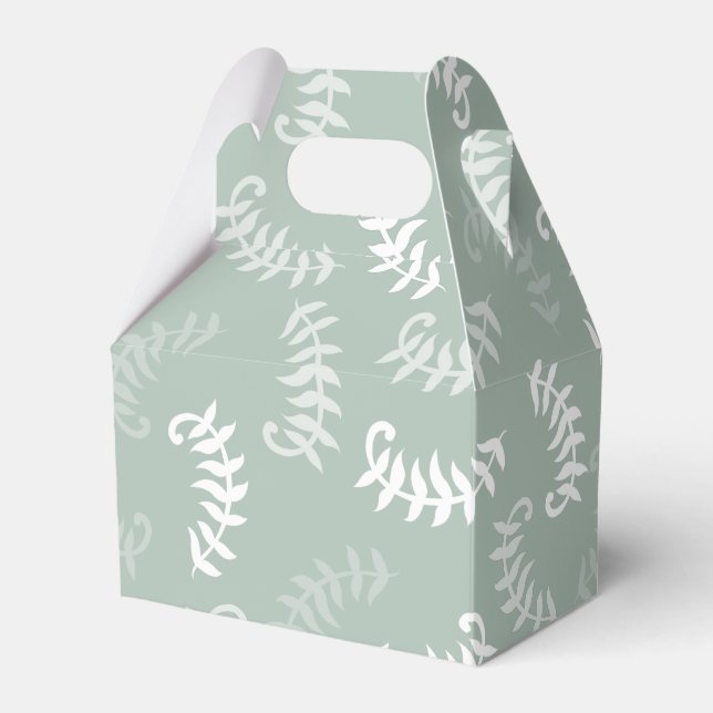 Teal Green Botanical Leaves Favor Box (Front Side)