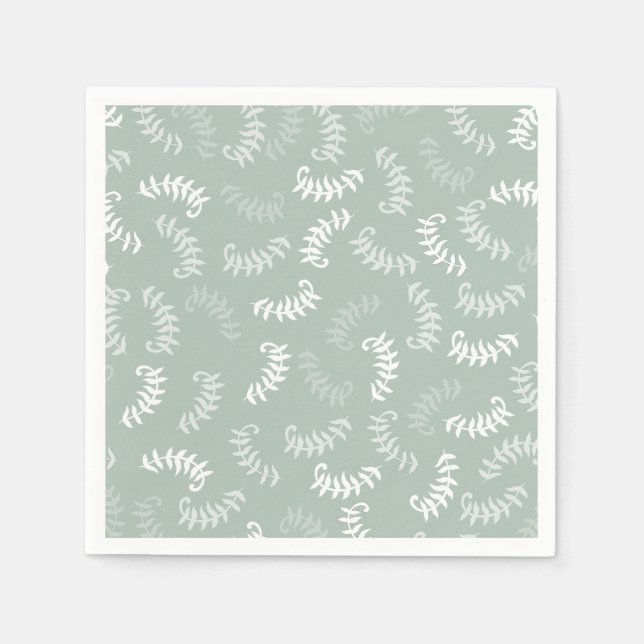 Teal Green Botanical Leaves   Napkin (Front)