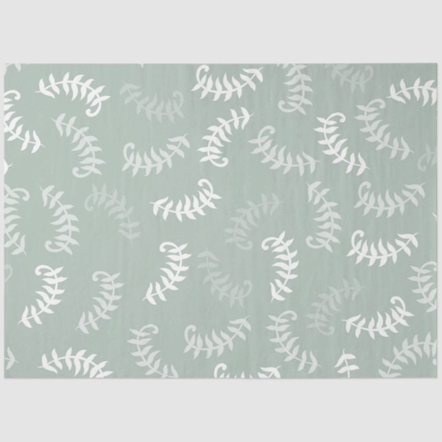 Teal Green Botanical Leaves   Tissue Paper (Front)