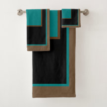 Teal Green Brown Black Block Pattern