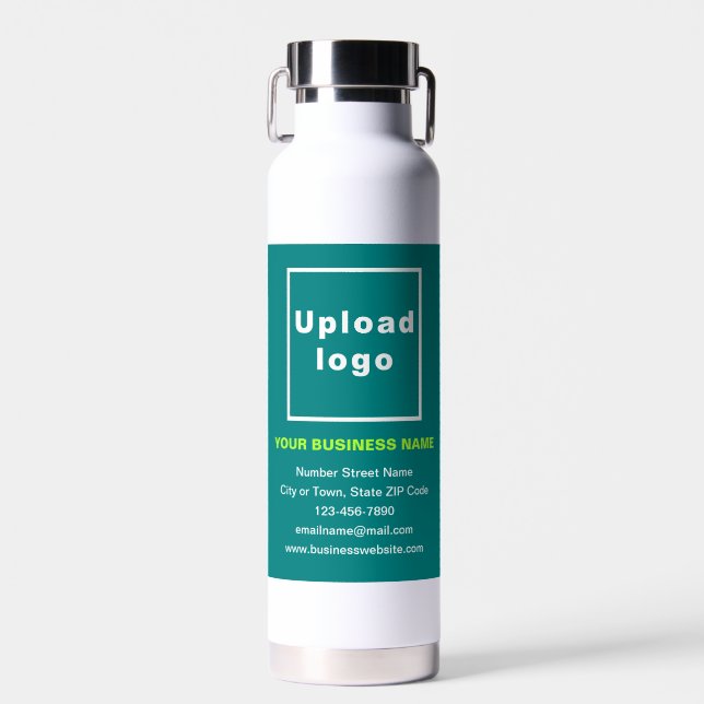 Teal Green Business Brand on Insulated Water Bottle (Front)