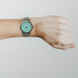 Teal Green Business Brand on Men's Watch<br><div class="desc">Your business logo on teal green background on men's watch. Accessory that you can include in your promotional products, giveaway items or gifts to your customers or clients to advertise your business or to promote your brand. Customizable watch that you can put your business logo to build brand name awareness....</div>