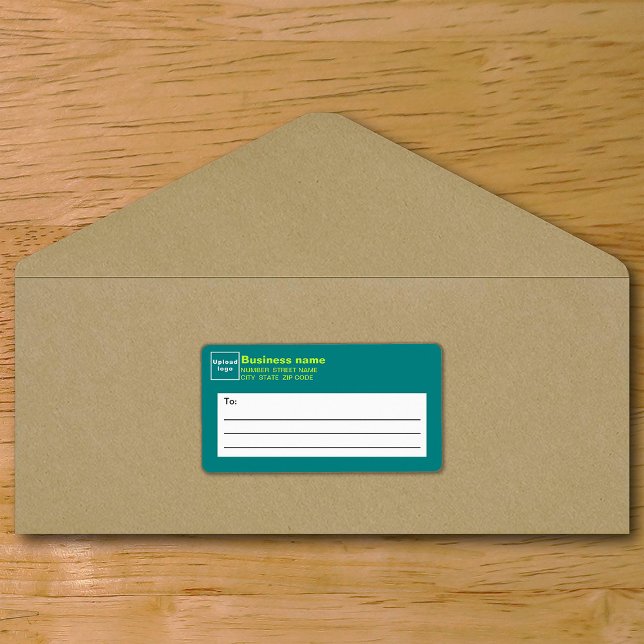 Teal Green Business Shipping Label (Teal green business shipping label on envelope)