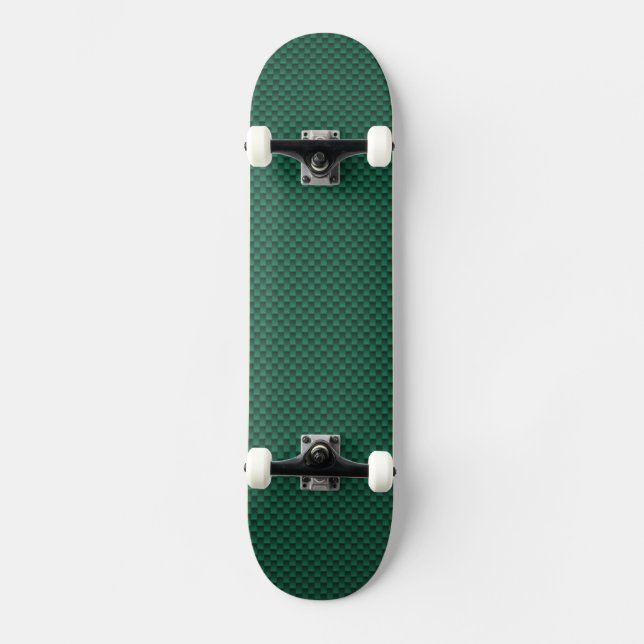 Teal Green Carbon Fibre Print Skateboard (Front)