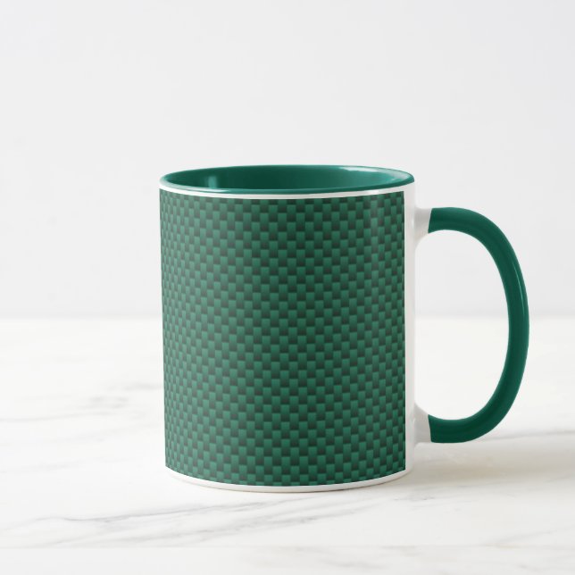Teal Green Carbon Fibre Style Print Mug (Right)