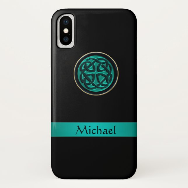 Teal Green Celtic Knot iPhone X Case (Back)