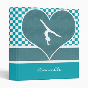 Teal Green Chequered Gymnastics with Monogram Binder