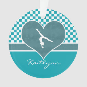 Teal Green Chequered Gymnastics with Monogram Ornament