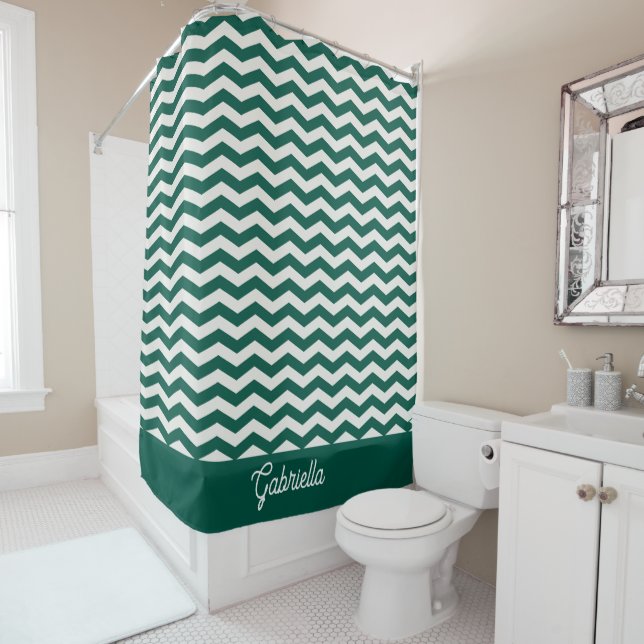Teal Green Chevron zig zag stripe pattern (In Situ)