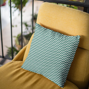 Teal Green Chevron zig zag stripe pattern Throw Pillow