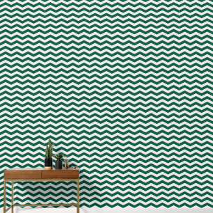 Teal Green Chevron zig zag stripe pattern Wallpaper