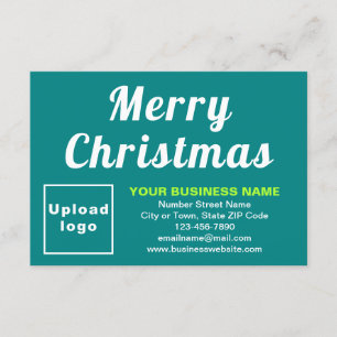 Teal Green   Christmas   Small Flat Greeting Card
