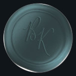 Teal Green Double Monogram Faux Wax Seal Stickers<br><div class="desc">These elegant Signature Script style script 2 Letter double Monogram Faux Wax Seal Stickers in the Peacock Teal Green colorway will make the perfect finishing touch to your save the dates, wedding invitations, or other special occasion stationery. Seal your envelopes or favour bags easily and beautifully with the look of...</div>