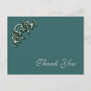 TEAL GREEN Embellished Photo Thank you card