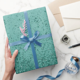 Teal Green Faux Glitter Wrapping Paper