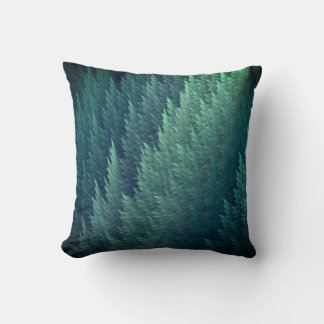 Teal Green Feather Pattern Throw Pillow