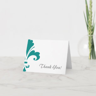 Teal Green Fleur de lis Thank You Card