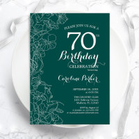 Teal Green Floral 70th Birthday Party