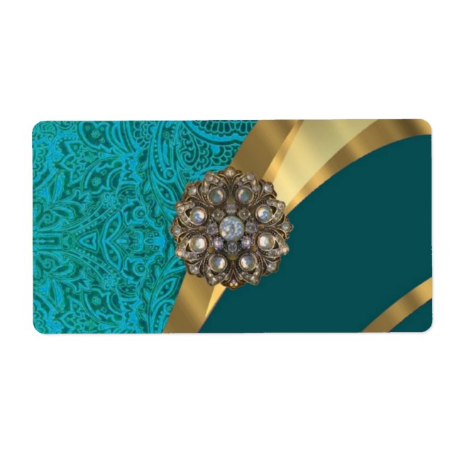 Teal green floral damask (Front)
