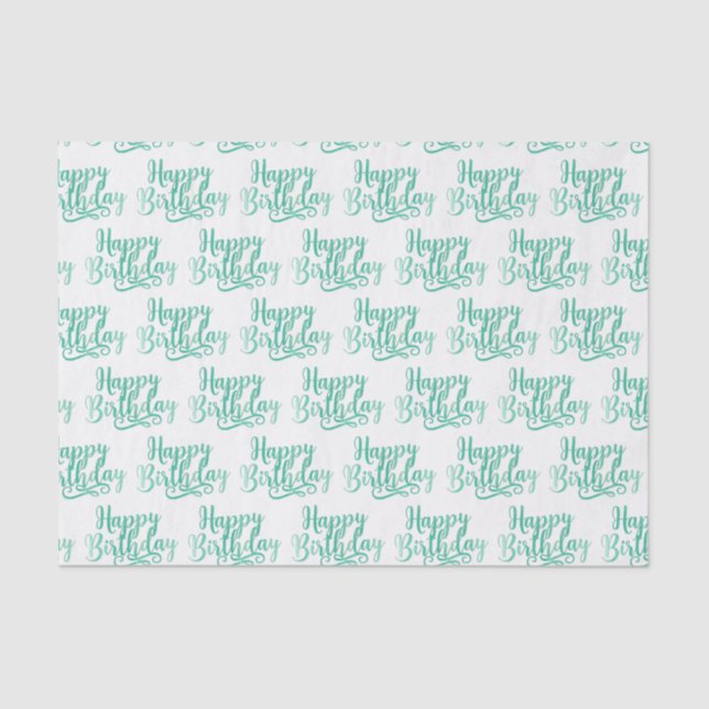 Teal Green Fun HAPPY BIRTHDAY Custom Party Tissue Paper (Front)