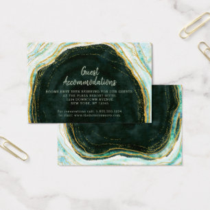 Teal Green Geode Guest Accommodations Insert Card