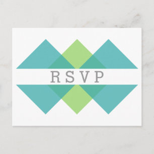 Teal Green Geometric Triad RSVP Postcard