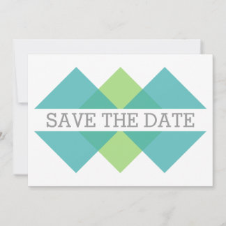 Teal Green Geometric Triad Save the Date Invite