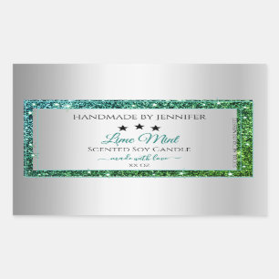 Teal Green Glitter Silver Product Packaging Label