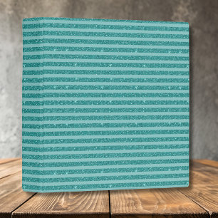 Teal Green Glitter Style Horizontal Stripes Binder