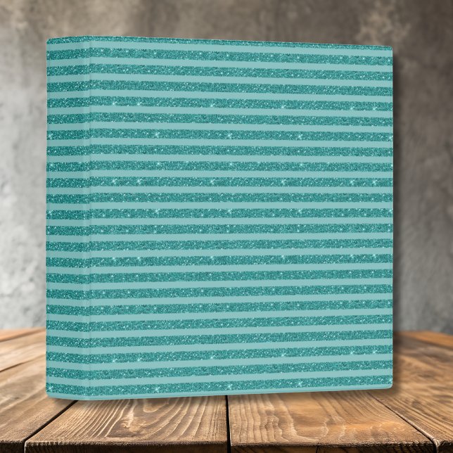 Teal Green Glitter Style Horizontal Stripes Binder (Creator Uploaded)