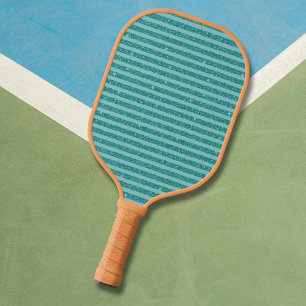 Teal Green Glitter Style Horizontal Stripes Pickleball Paddle