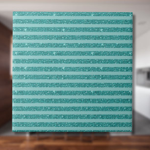 Teal Green Glitter Style Horizontal Stripes Tile