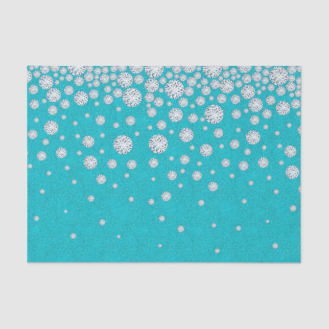 Teal green glitter with diamonds tissue paper (Front)